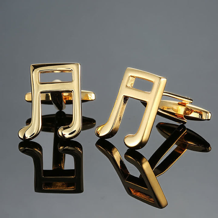 Boutons de manchette élégants pour hommes avec notes d'instruments de musique - Double croche d'or - image 9