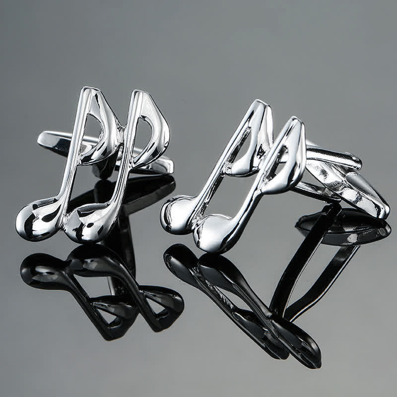 Boutons de manchette élégants pour hommes avec notes d'instruments de musique - Croche d'argent - image 14