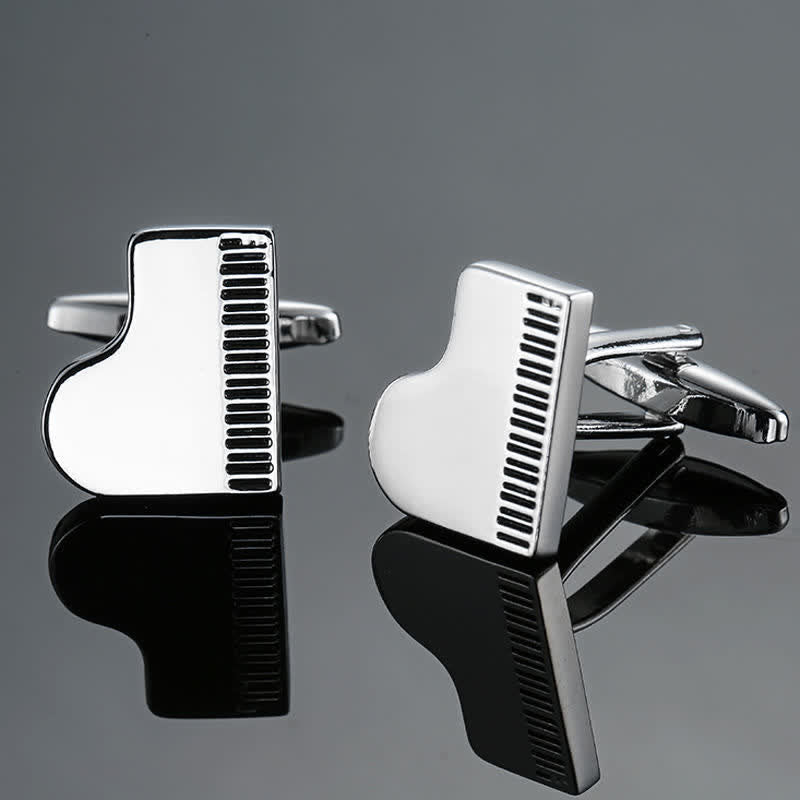 Boutons de manchette élégants pour hommes avec notes d'instruments de musique - Piano Argent - image 19