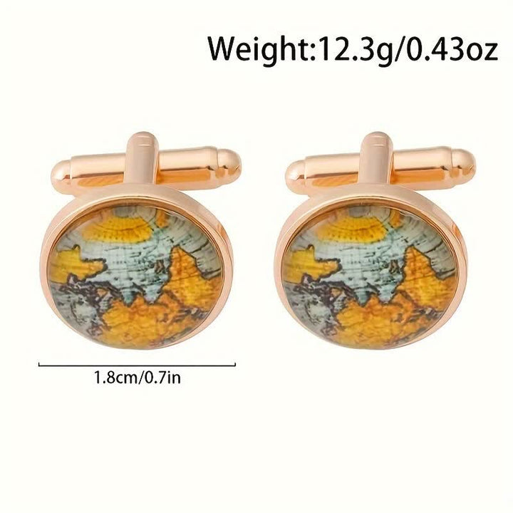 Boutons de manchette pour chemise à motif carte du monde pour homme