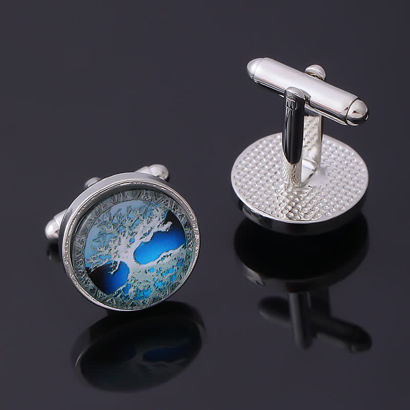 Boutons de manchette pour chemise à motif arbre de vie simple pour homme - image 1