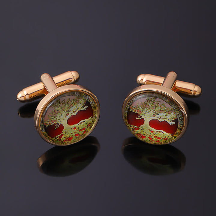 Boutons de manchette pour chemise à motif arbre de vie simple pour homme - Or - image 4