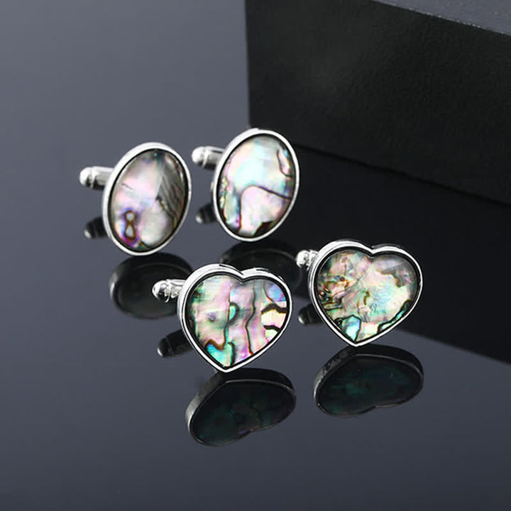 Boutons de manchette pour chemise en pierre de coquillage d'ormeau coloré pour hommes