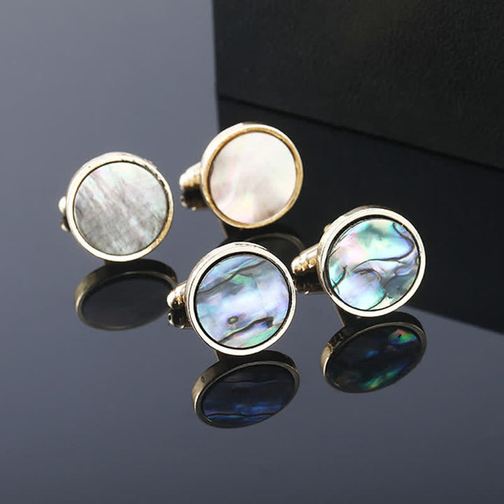Boutons de manchette pour chemise en pierre de coquillage d'ormeau colorée pour hommes - image 0