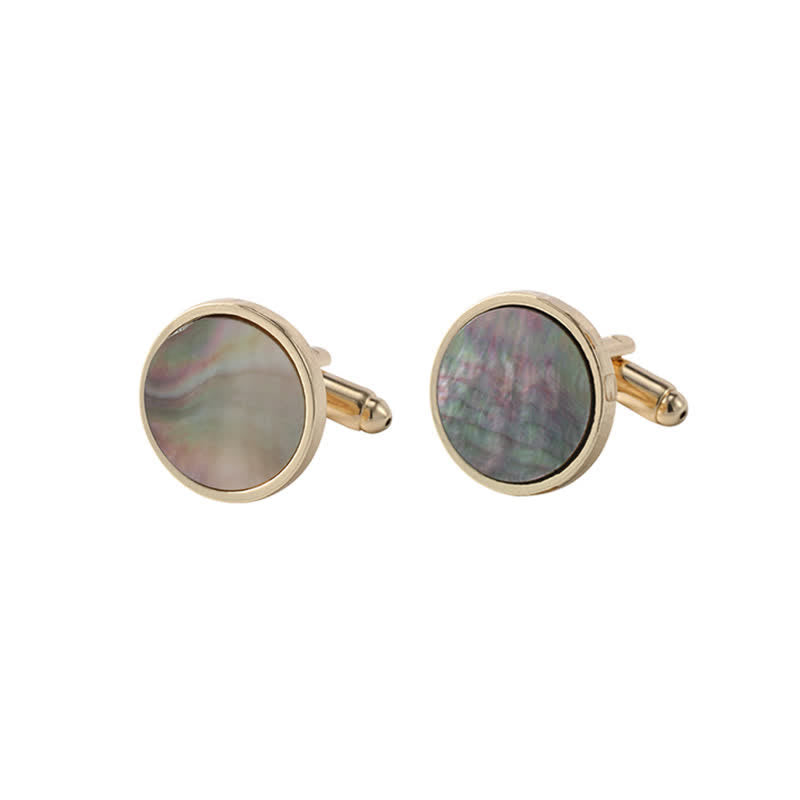 Boutons de manchette pour chemise en pierre de coquillage d'ormeau colorée pour hommes - Style #1 - image 2
