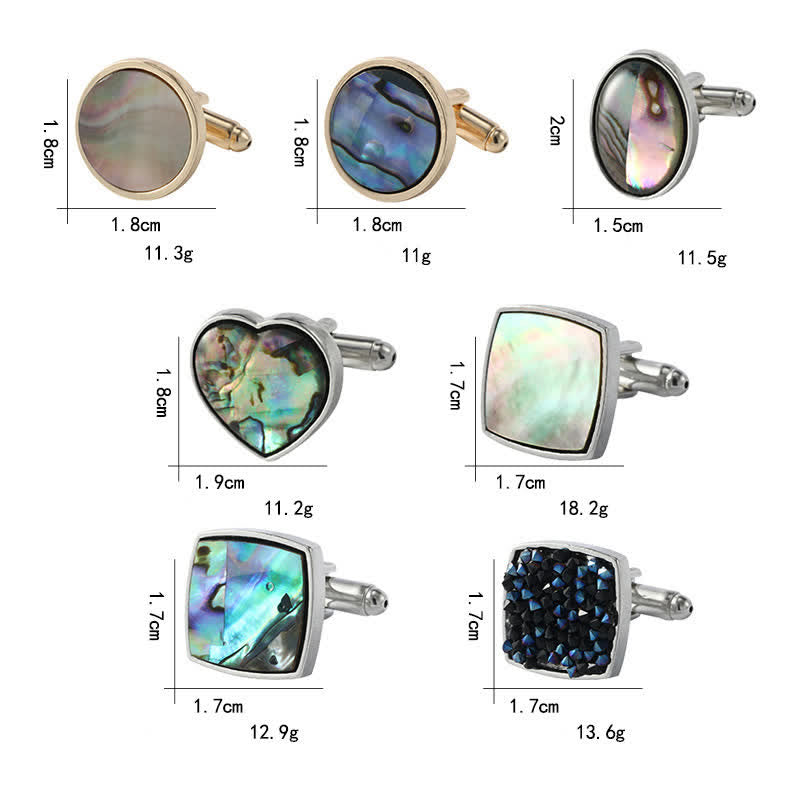 Boutons de manchette pour chemise en pierre de coquillage d'ormeau coloré pour hommes