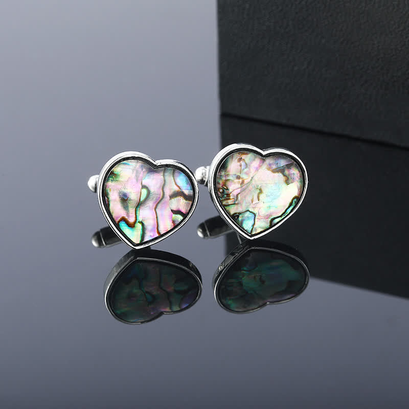 Boutons de manchette pour chemise en pierre de coquillage d'ormeau coloré pour hommes