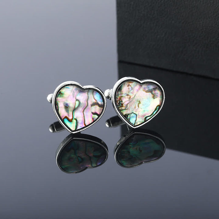Boutons de manchette pour chemise en pierre de coquillage d'ormeau coloré pour hommes