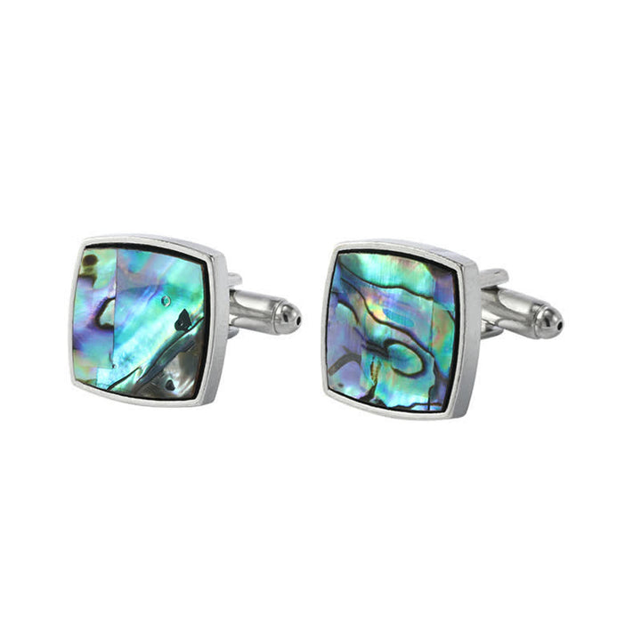 Boutons de manchette pour chemise en pierre de coquillage d'ormeau colorée pour hommes - Style #6 - image 12