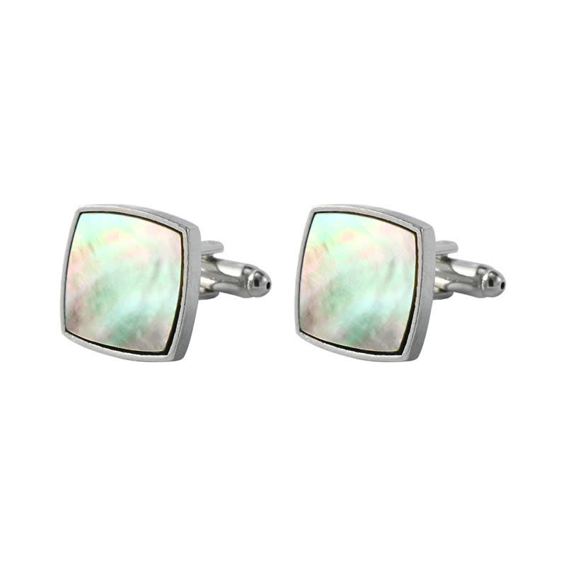 Boutons de manchette pour chemise en pierre de coquillage d'ormeau coloré pour hommes
