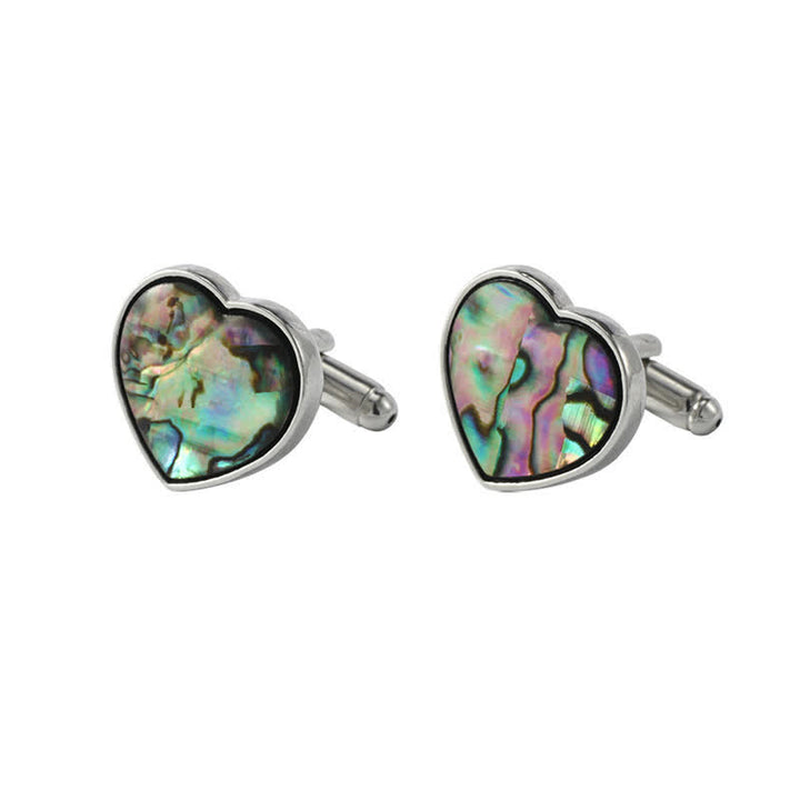 Boutons de manchette pour chemise en pierre de coquillage d'ormeau colorée pour hommes - Style #4 - image 8