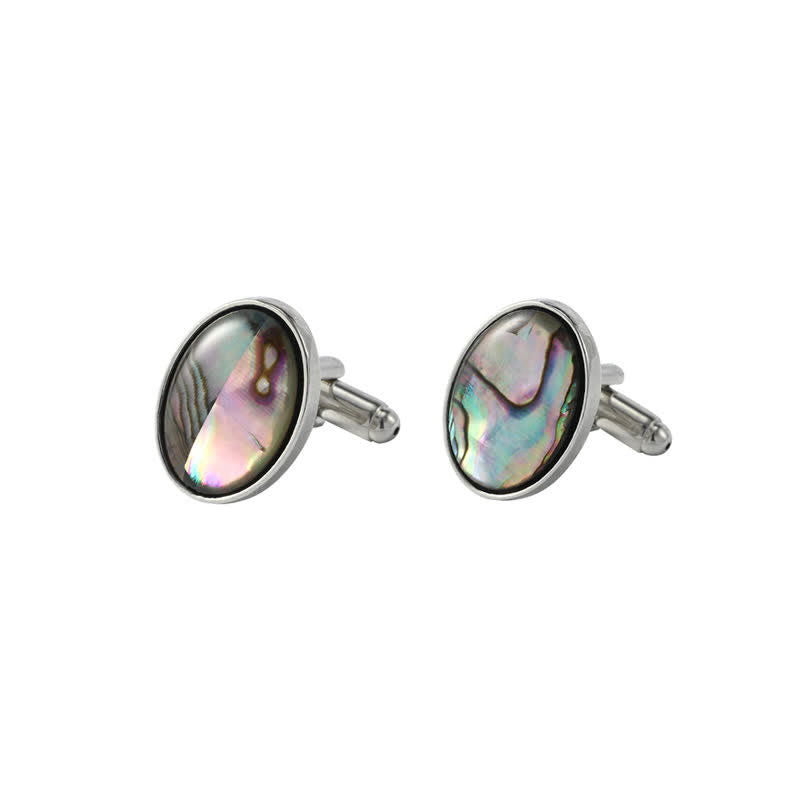 Boutons de manchette pour chemise en pierre de coquillage d'ormeau colorée pour hommes - Style #3 - image 6