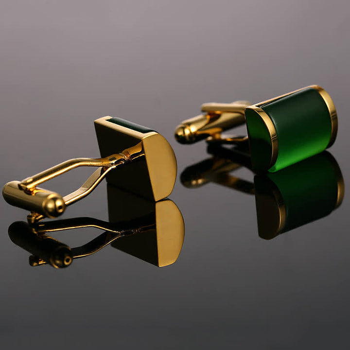 Boutons de manchette romantiques en or et opale émeraude pour homme
