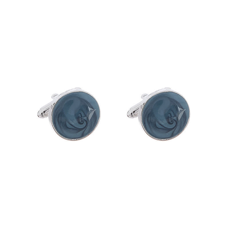 Boutons de manchette de chemise polyvalents de style rond pour hommes - Bleu - image 2