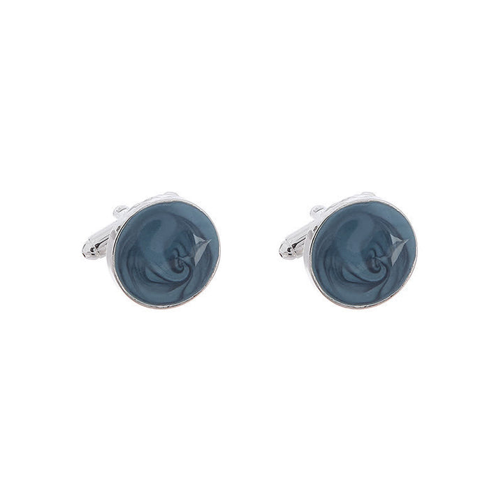 Boutons de manchette de chemise polyvalents de style rond pour hommes - Bleu - image 2
