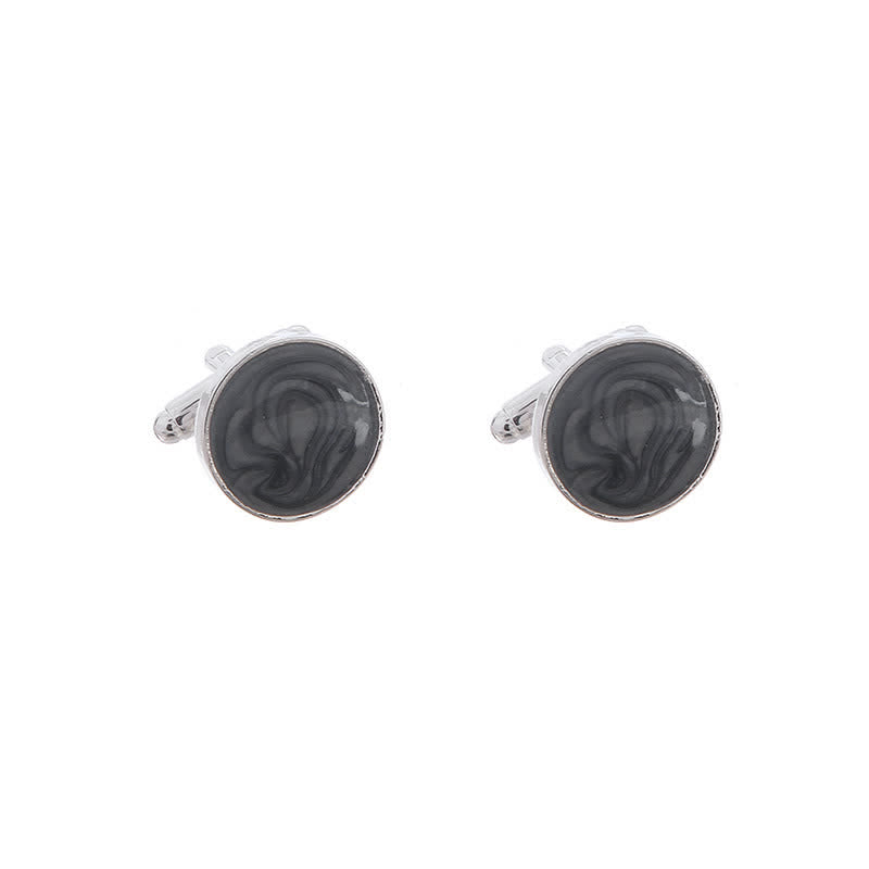 Boutons de manchette de chemise polyvalents de style rond pour hommes - Noir - image 7