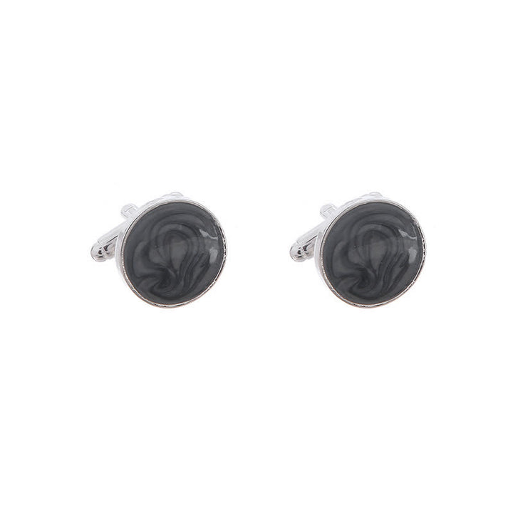 Boutons de manchette de chemise polyvalents de style rond pour hommes - Noir - image 7