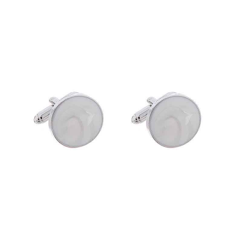 Boutons de manchette de chemise polyvalents de style rond pour hommes - Blanc - image 8