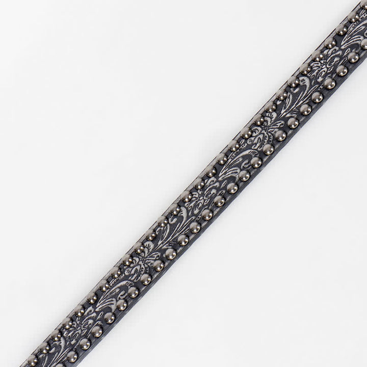 Ceinture en cuir cloutée à motif floral gravé punk pour femme