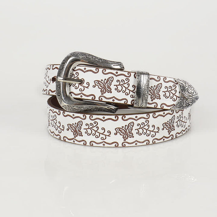 Ceinture fine en cuir imprimé papillon Fairycore pour femme