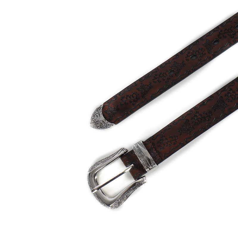 Ceinture fine en cuir imprimé papillon Fairycore pour femme