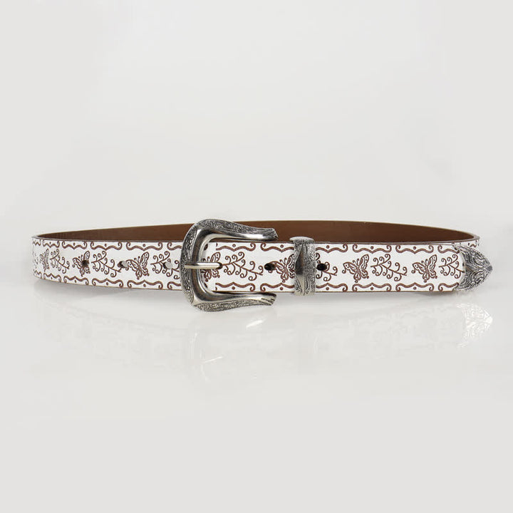 Ceinture fine en cuir imprimé papillon Fairycore pour femme