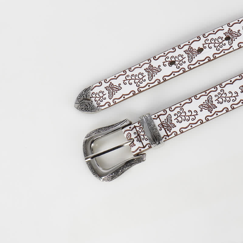 Ceinture fine en cuir imprimé papillon Fairycore pour femme