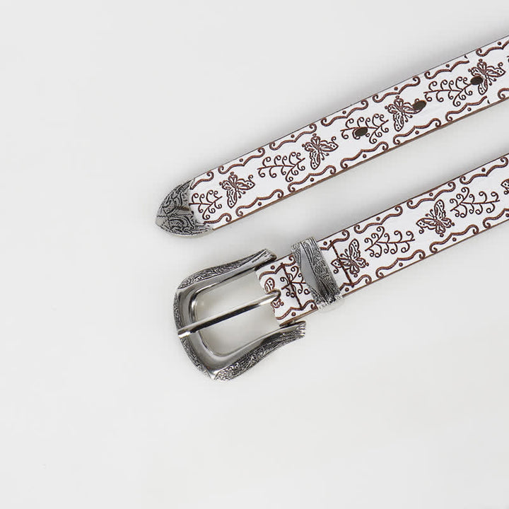 Ceinture fine en cuir imprimé papillon Fairycore pour femme