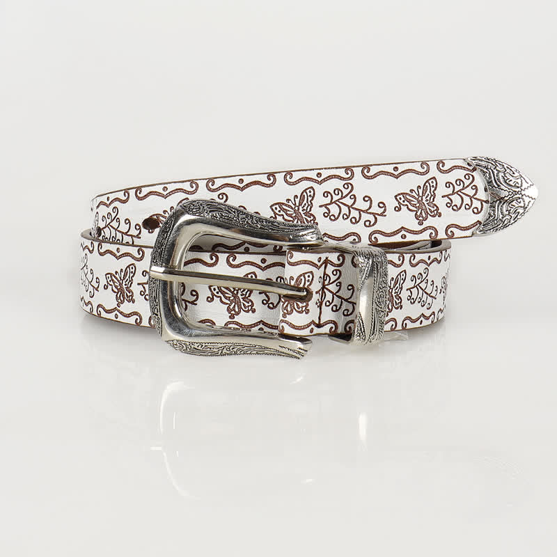 Ceinture fine en cuir imprimé papillon Fairycore pour femme