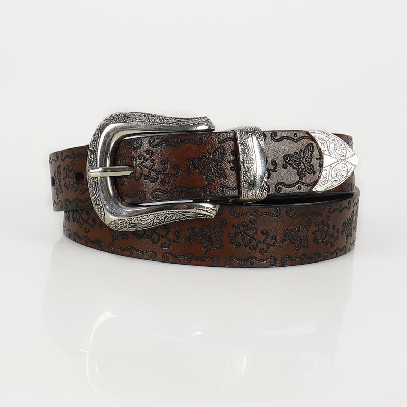 Ceinture fine en cuir imprimé papillon Fairycore pour femme