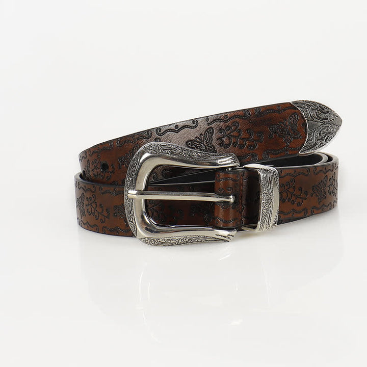 Ceinture fine en cuir imprimé papillon Fairycore pour femme