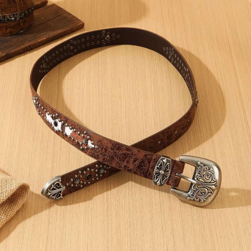 Ceinture en cuir avec épissure de fourrure imitée rétro pour femme