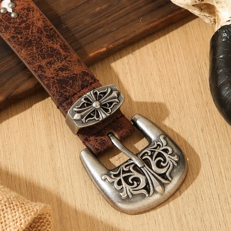 Ceinture en cuir avec épissure de fourrure imitée rétro pour femme