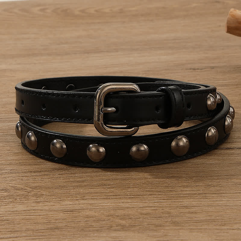 Ceinture ronde en cuir cloutée style punk rock pour femme