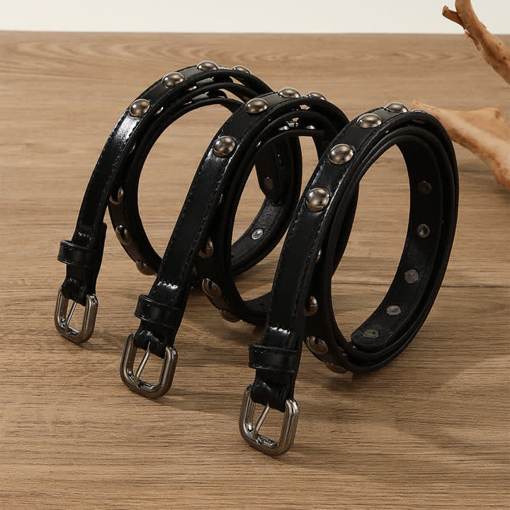 Ceinture ronde en cuir cloutée style punk rock pour femme