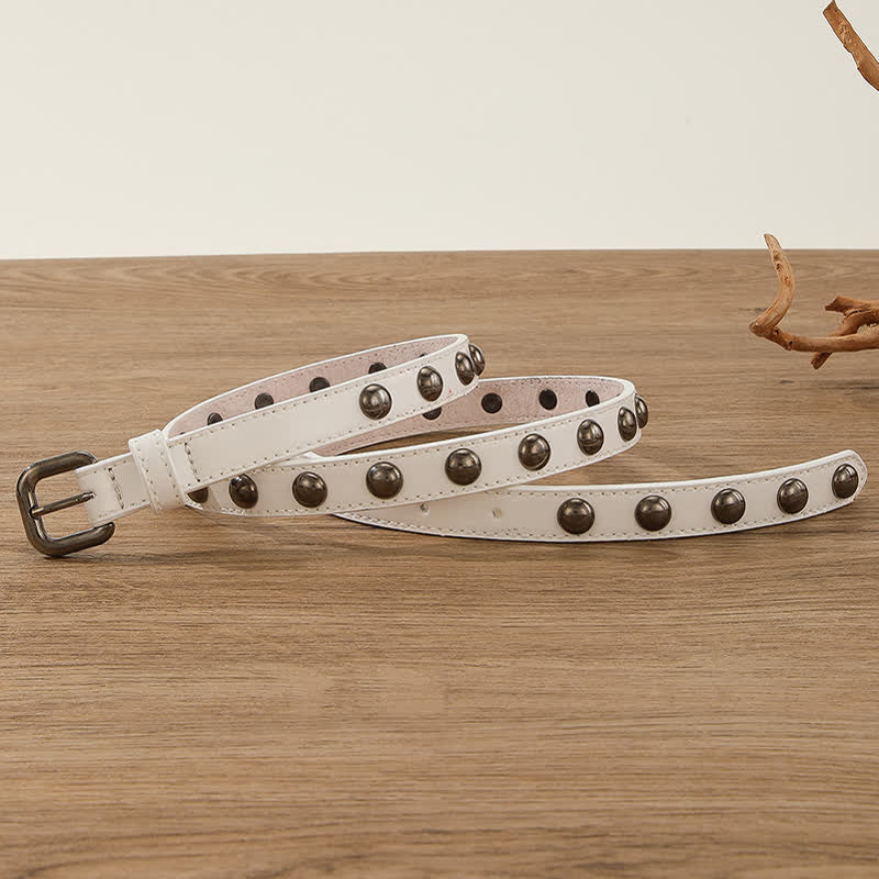 Ceinture ronde en cuir cloutée style punk rock pour femme