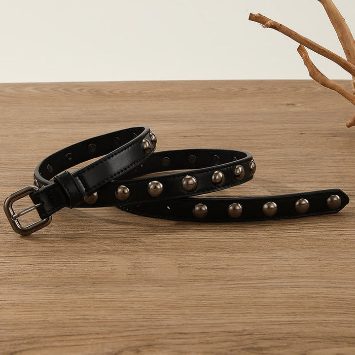 Ceinture ronde en cuir cloutée style punk rock pour femme