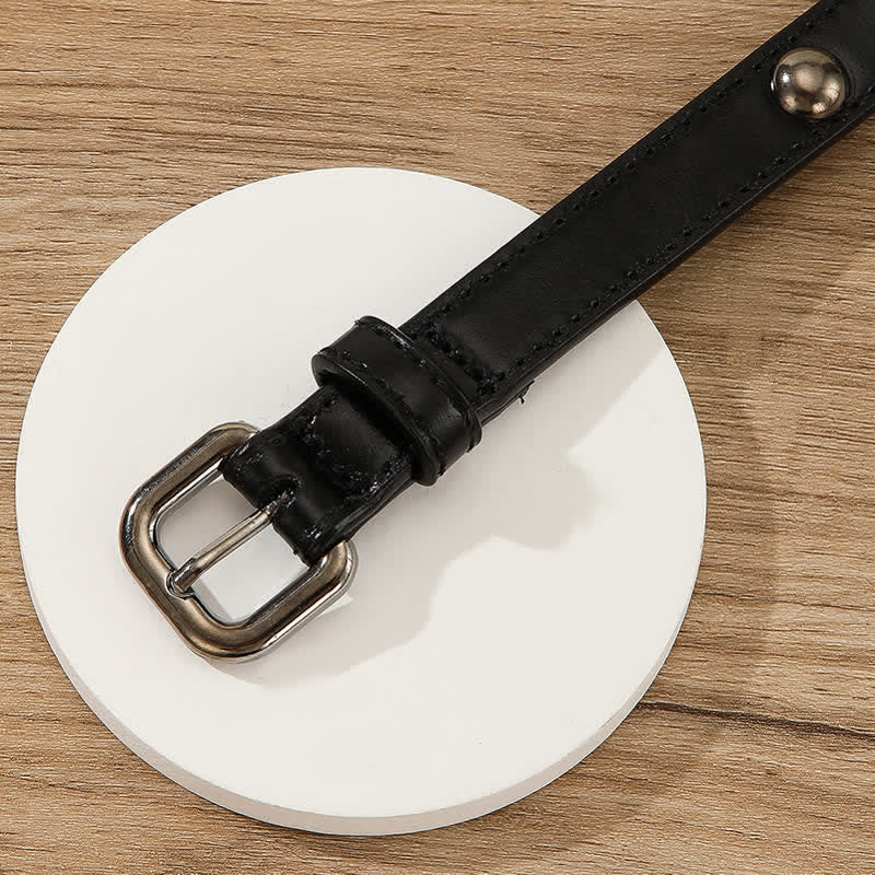 Ceinture ronde en cuir cloutée style punk rock pour femme