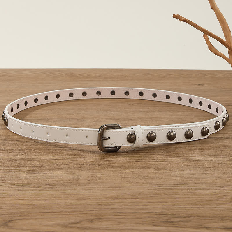 Ceinture ronde en cuir cloutée style punk rock pour femme