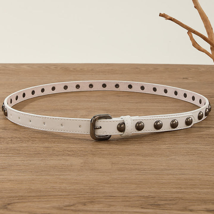 Ceinture ronde en cuir cloutée style punk rock pour femme