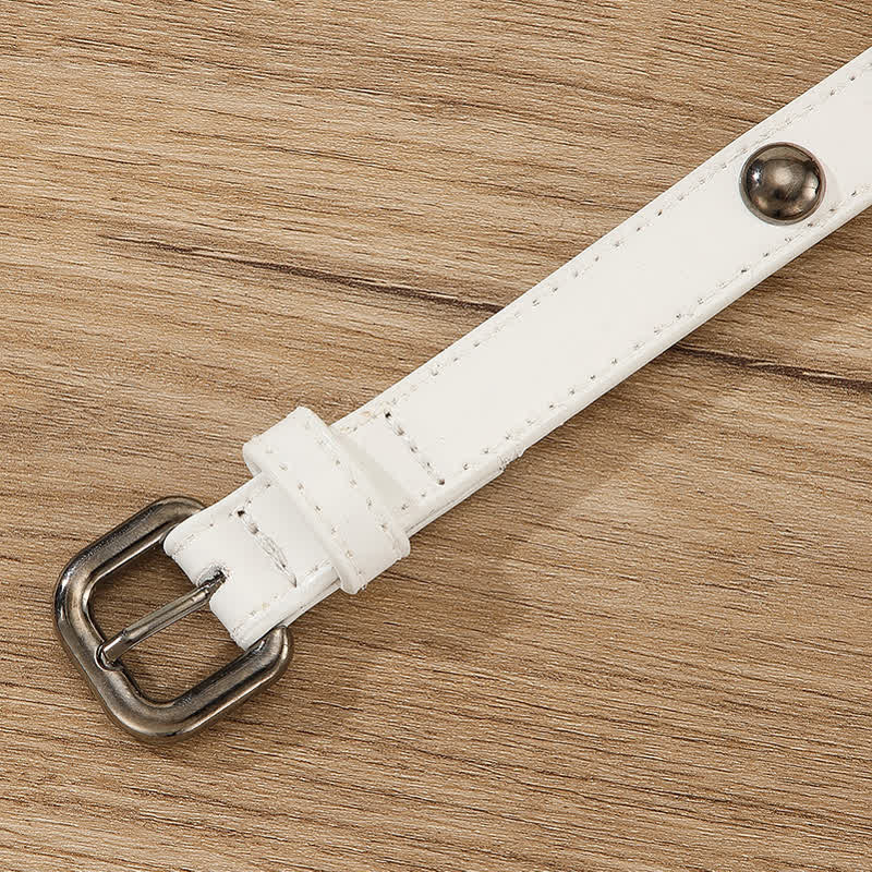 Ceinture ronde en cuir cloutée style punk rock pour femme