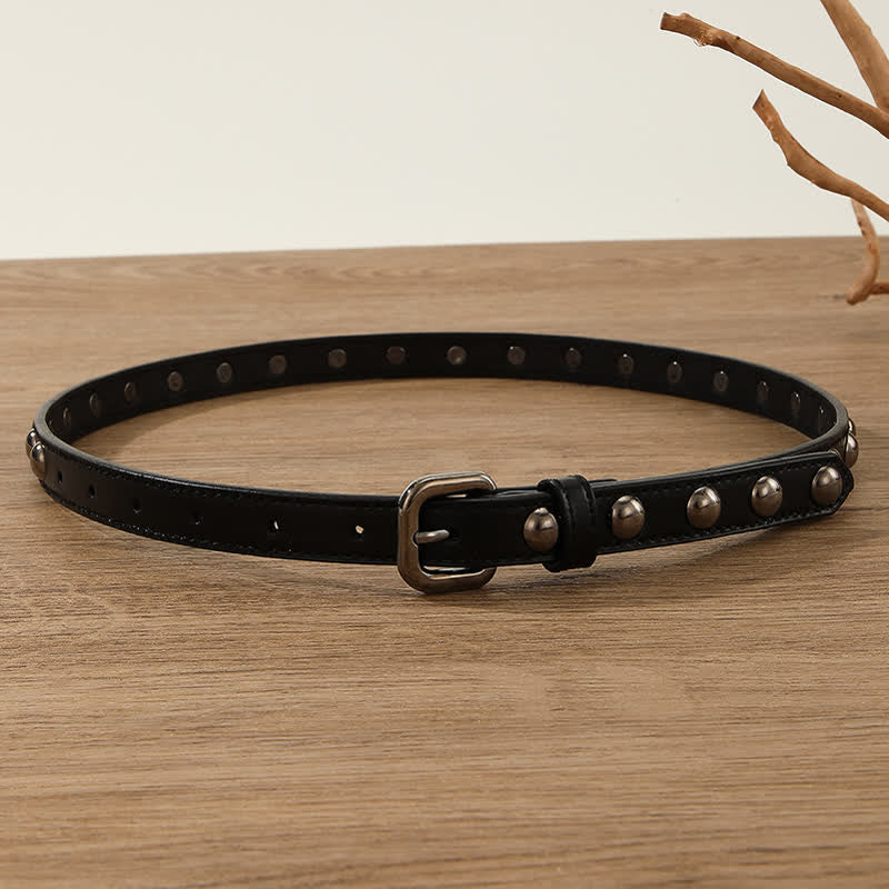 Ceinture ronde en cuir cloutée style punk rock pour femme
