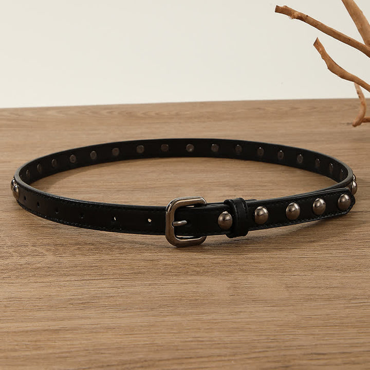 Ceinture ronde en cuir cloutée style punk rock pour femme