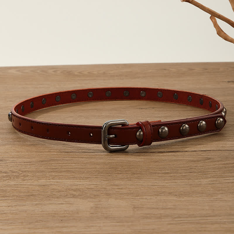 Ceinture ronde en cuir cloutée style punk rock pour femme