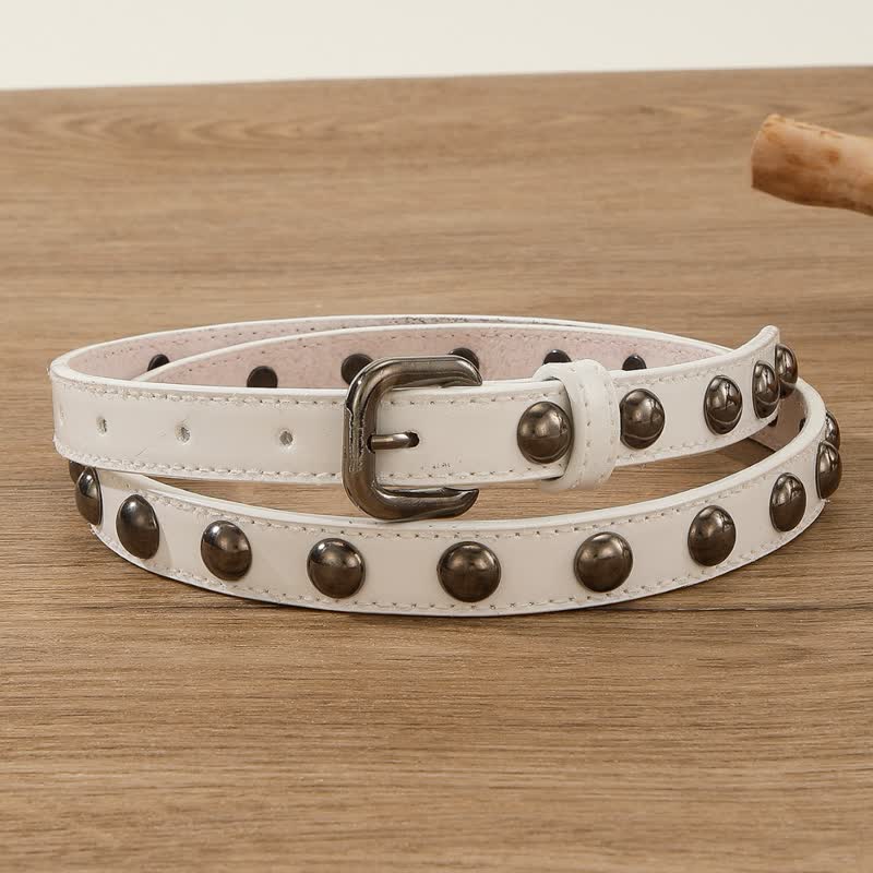 Ceinture ronde en cuir cloutée style punk rock pour femme