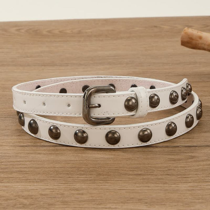 Ceinture ronde en cuir cloutée style punk rock pour femme