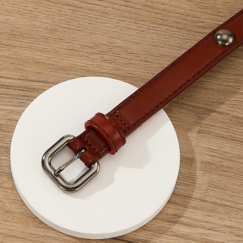 Ceinture ronde en cuir cloutée style punk rock pour femme