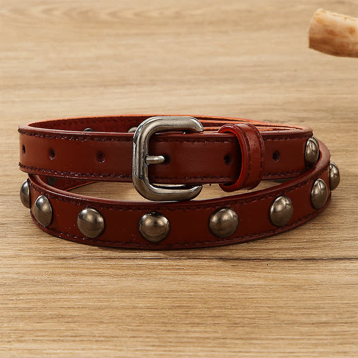 Ceinture ronde en cuir cloutée style punk rock pour femme