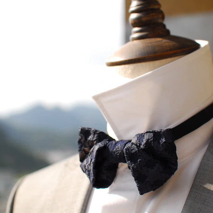 Nœud papillon élégant à motif floral en jacquard noir pour homme