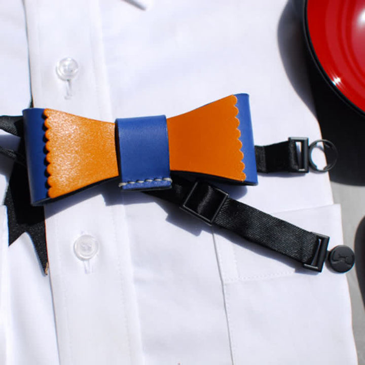 Nœud papillon en cuir tanné à collision de couleurs uniques pour hommes